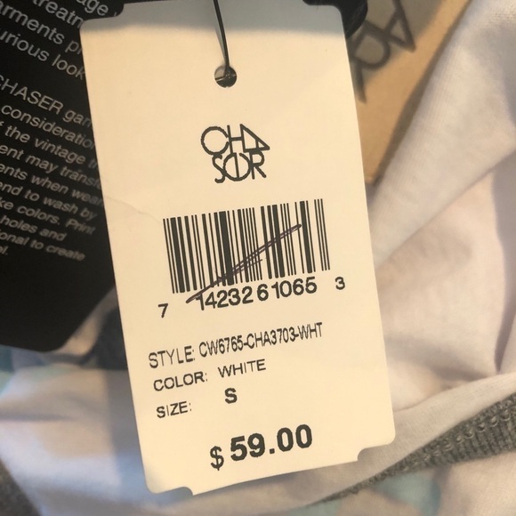 Chaser Take me to Montauk white tank low back t shirt size small - Picture 6 of 8